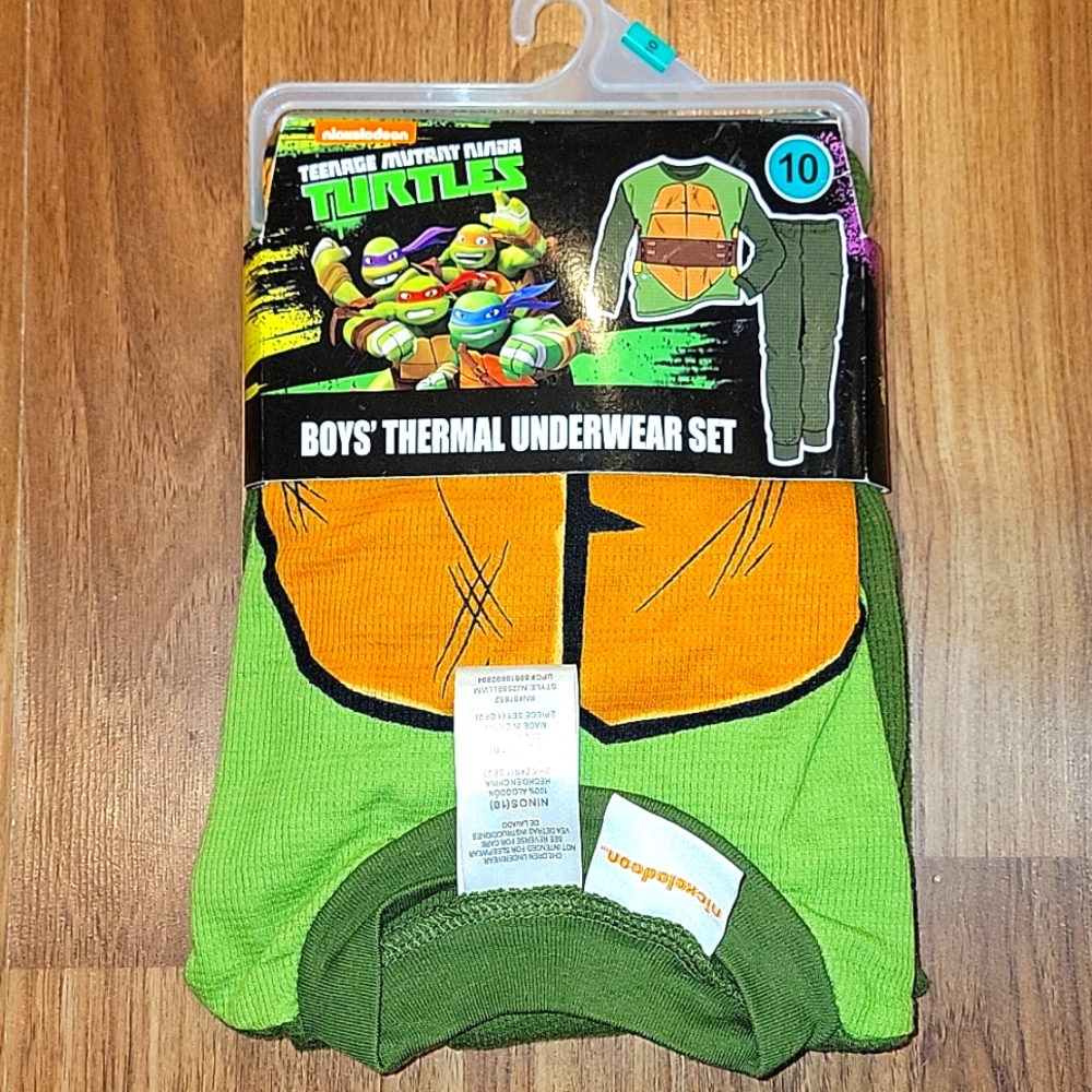 Teenage Mutant Ninja Turtles Boys' Thermal Underwear Set - Green and Orange